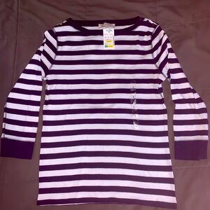 👚 New Jersey Knit Tee Top | Jones New York | Blue & White | Women’s Large